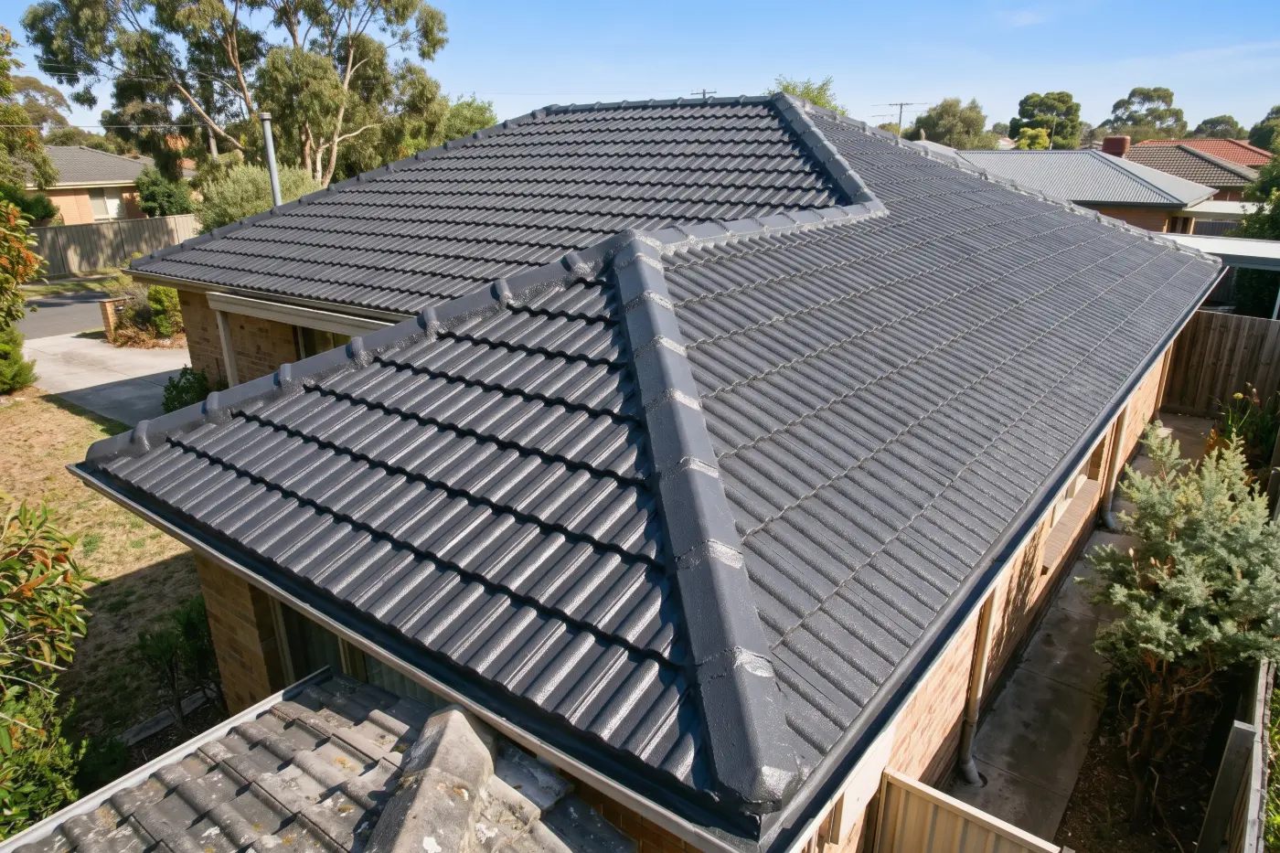 A tile roof after restoration